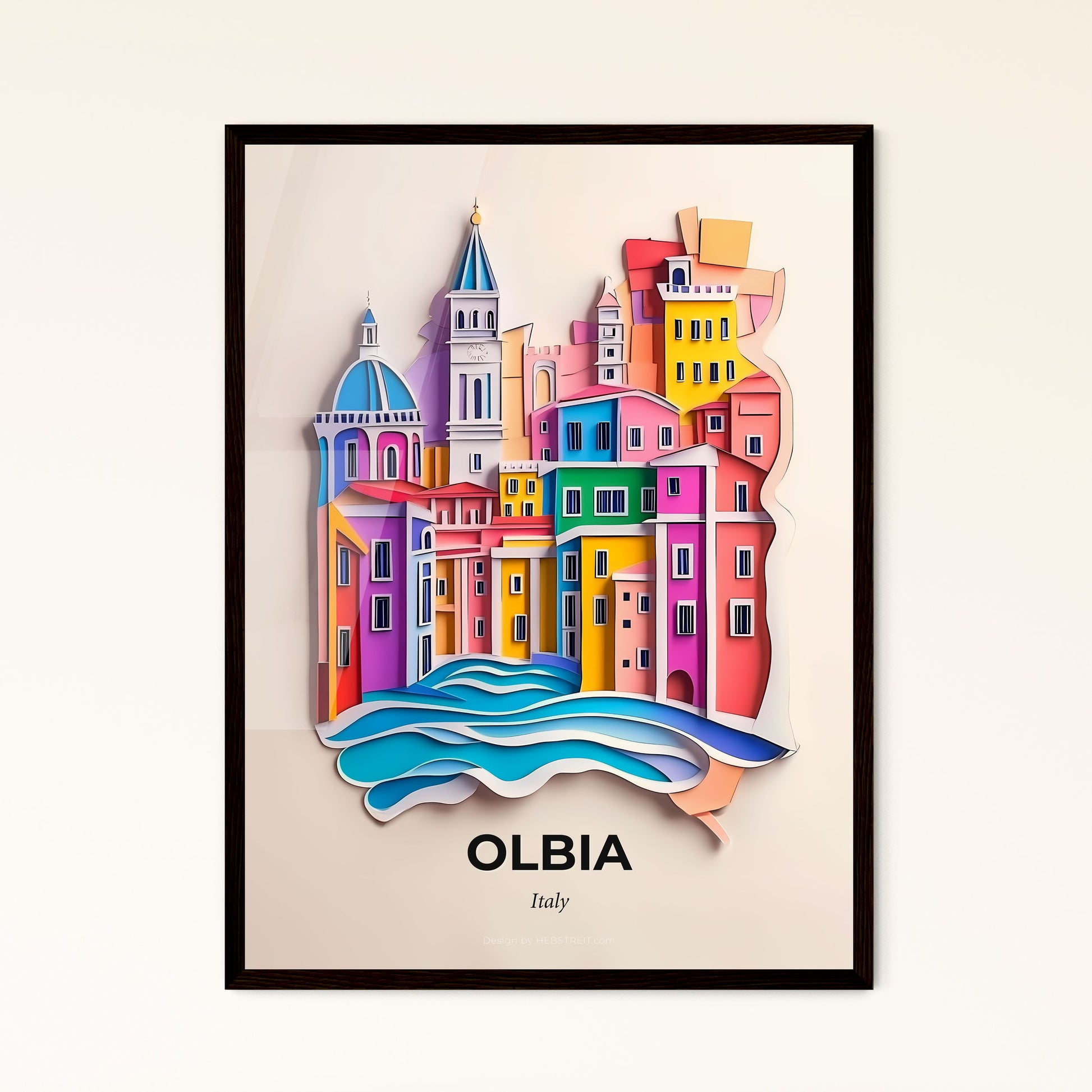 Vivid Olbia, Italy - a colorful city with a clock tower on top of it