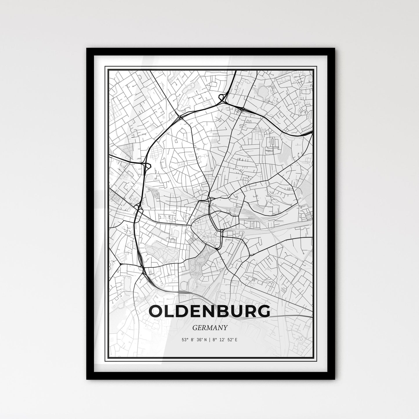 Oldenburg Germany - Scandinavian Style City Map for Modern Home Decor