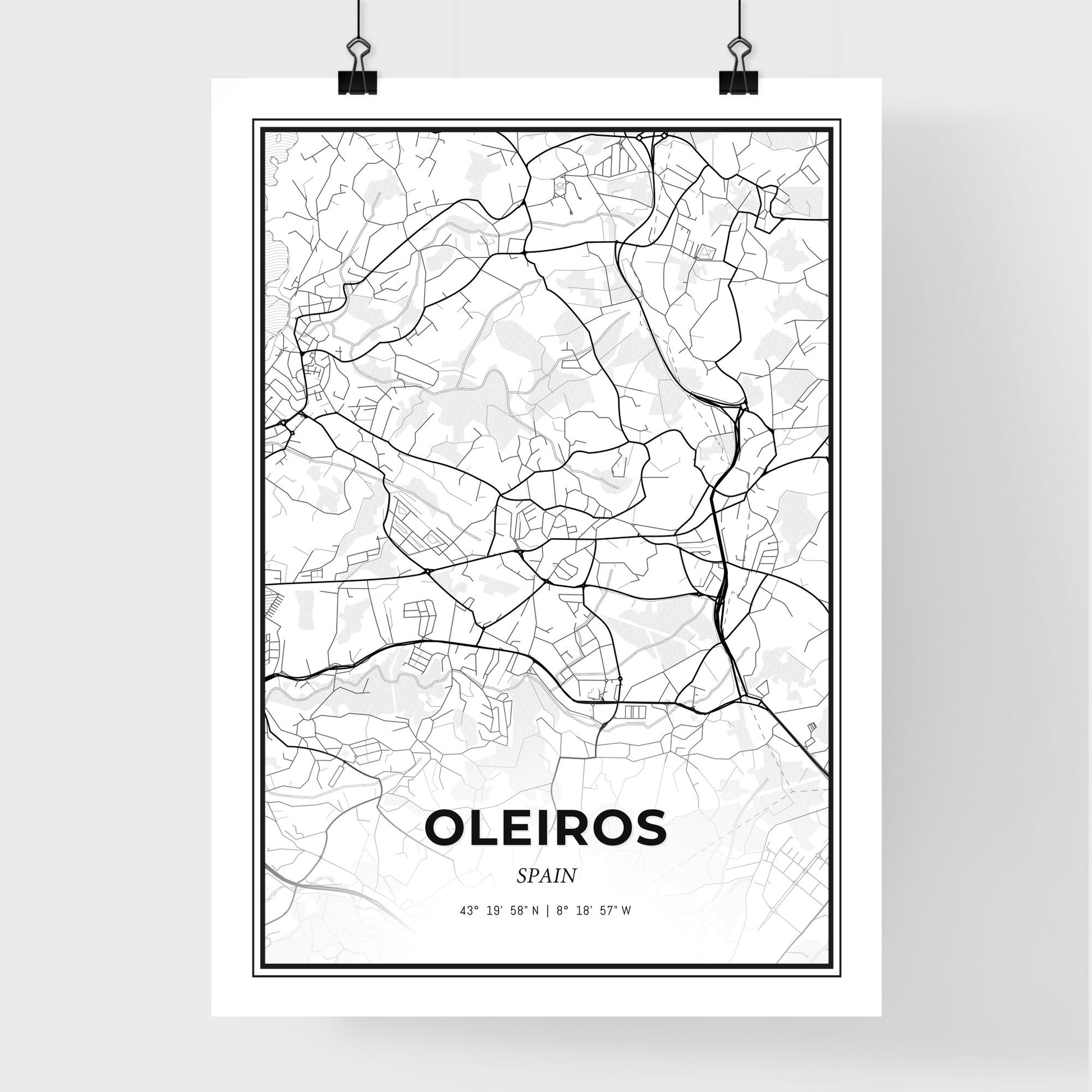 Oleiros Spain - Premium City Map Poster