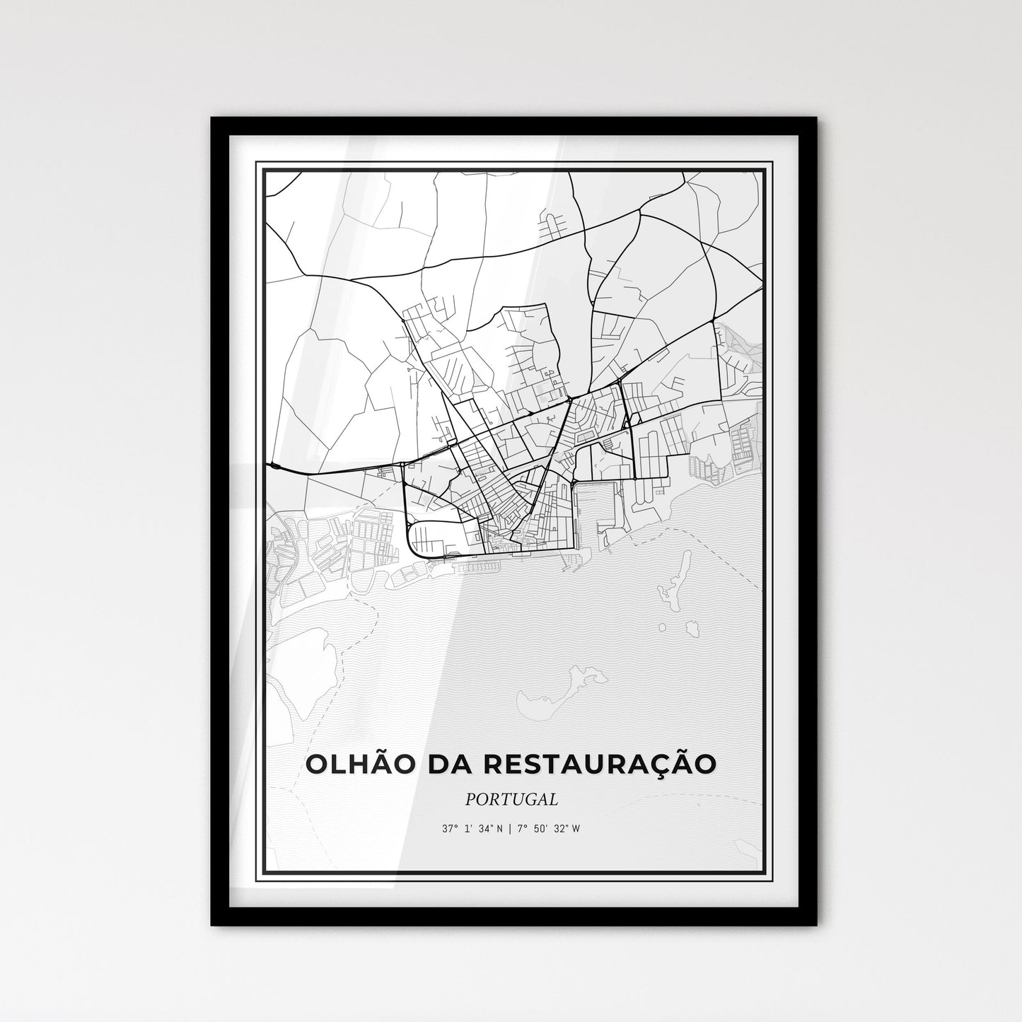 Olhão da Restauração Portugal - Scandinavian Style City Map for Modern Home Decor