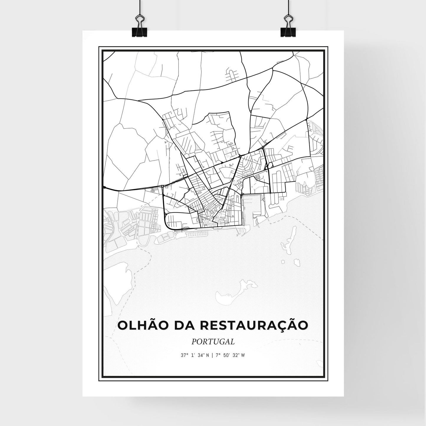 Olhão da Restauração Portugal - Premium City Map Poster