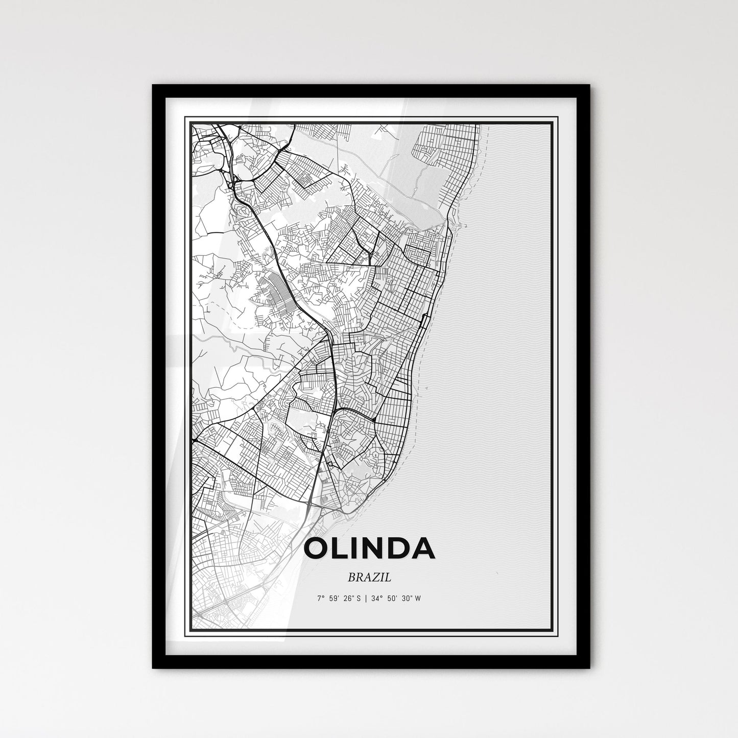 Olinda Brazil - Scandinavian Style City Map for Modern Home Decor