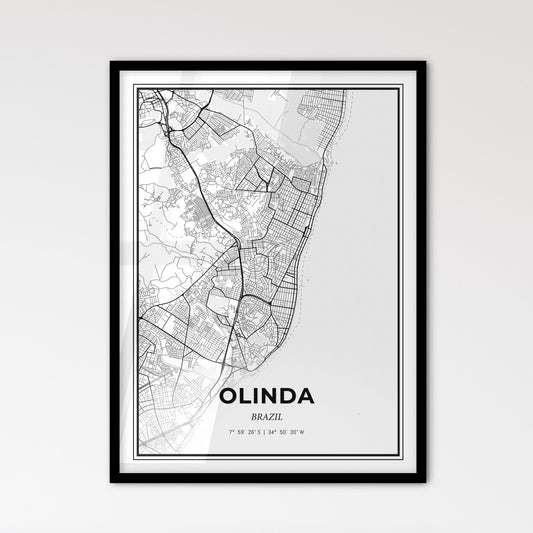 Olinda Brazil - Scandinavian Style City Map for Modern Home Decor