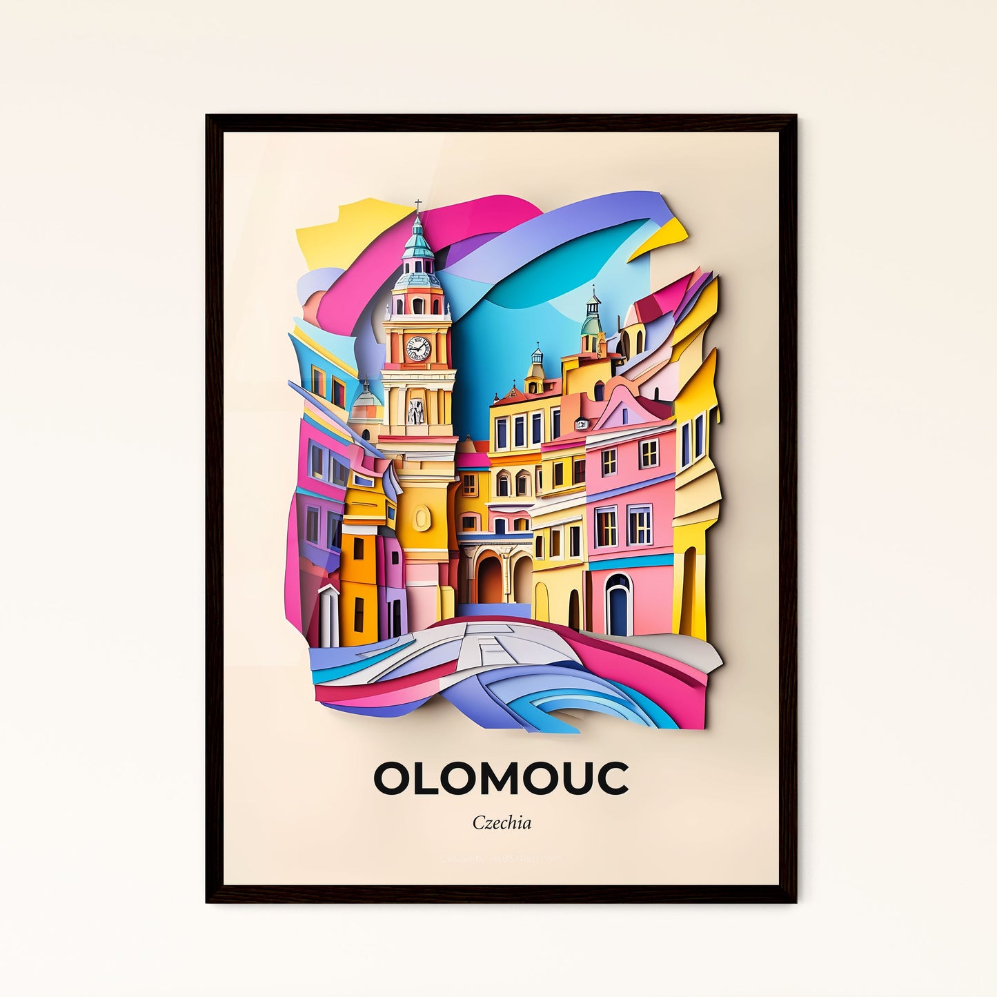 Vivid Olomouc, Czechia - a paper cut of a city with a church