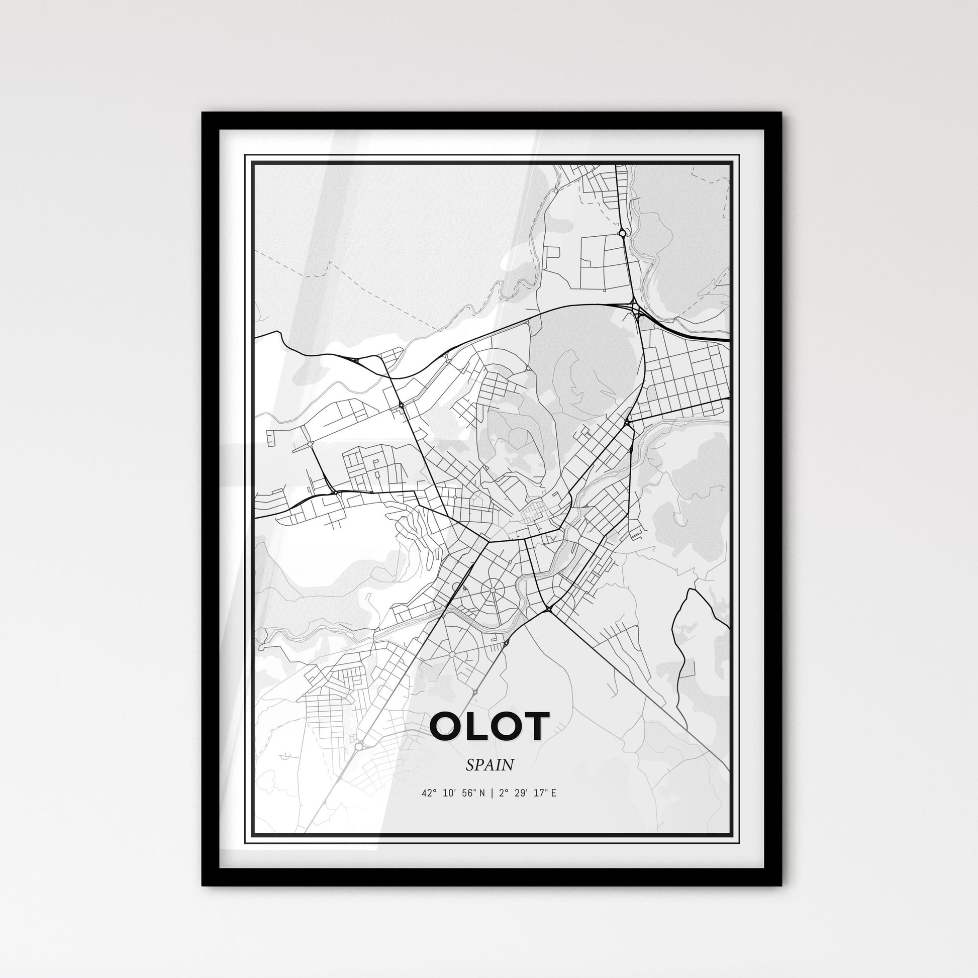 Olot Spain - Scandinavian Style City Map for Modern Home Decor