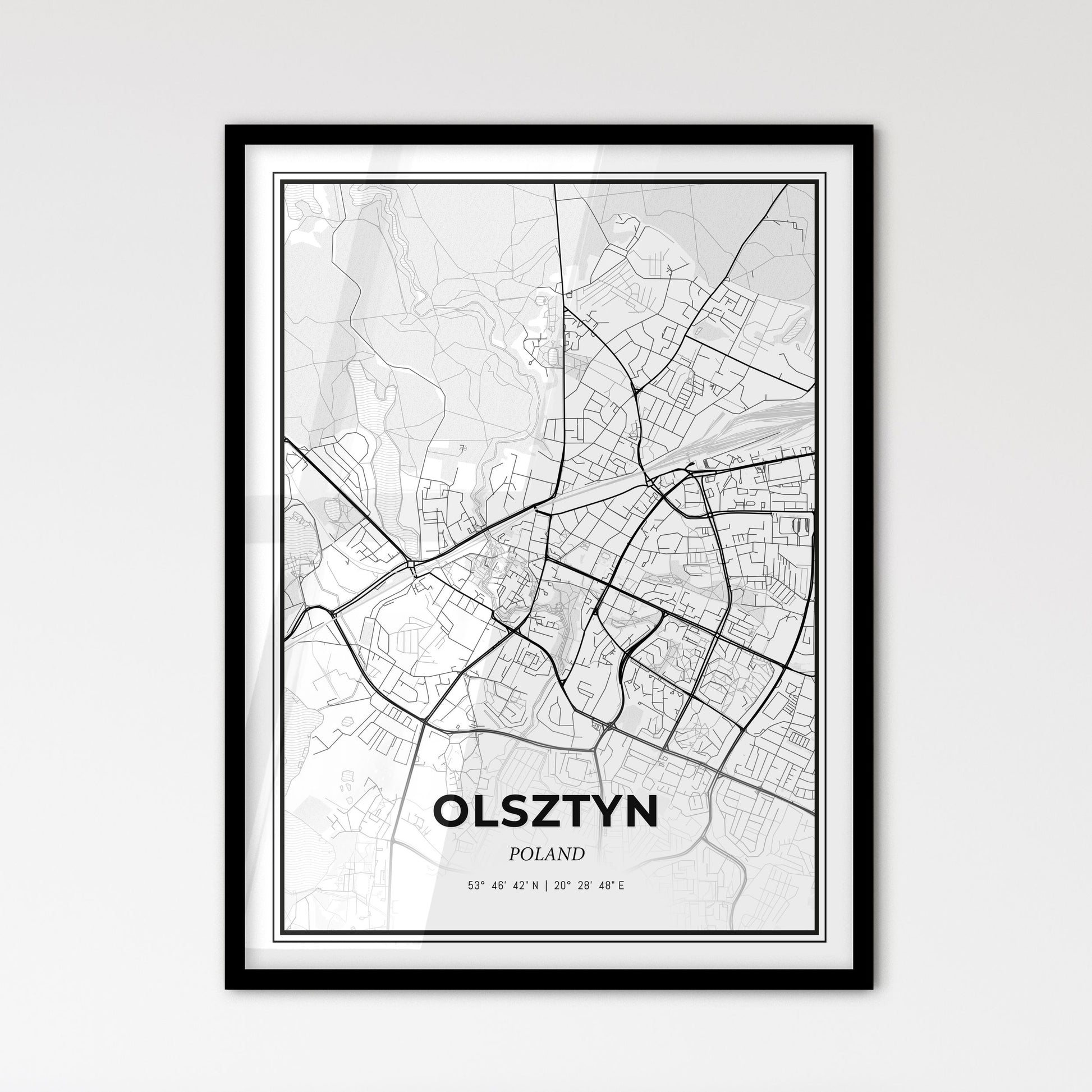 Olsztyn Poland - Scandinavian Style City Map for Modern Home Decor