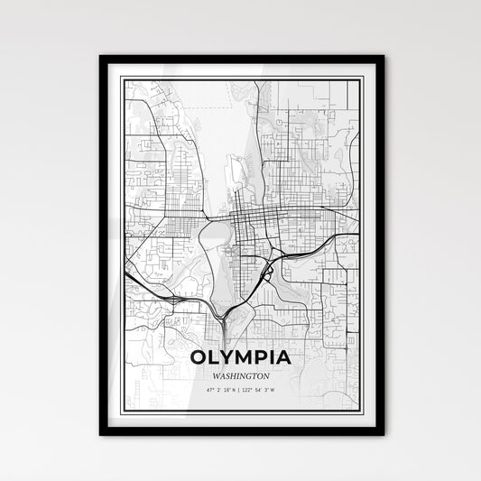 Olympia Washington - Scandinavian Style City Map for Modern Home Decor