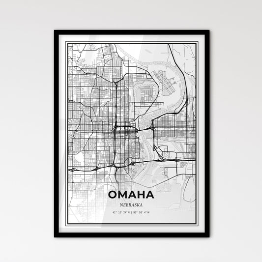 Omaha Nebraska - Scandinavian Style City Map for Modern Home Decor