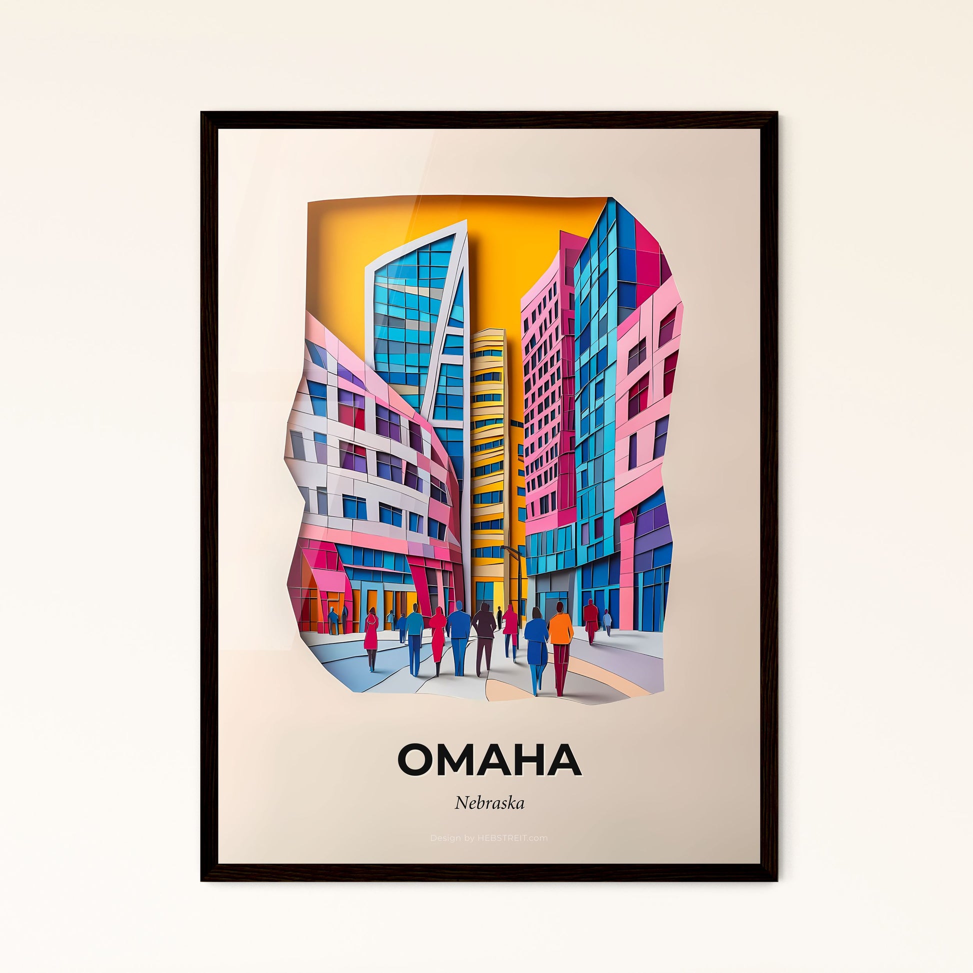 Vivid Omaha, Nebraska - a cut out of a city with people walking