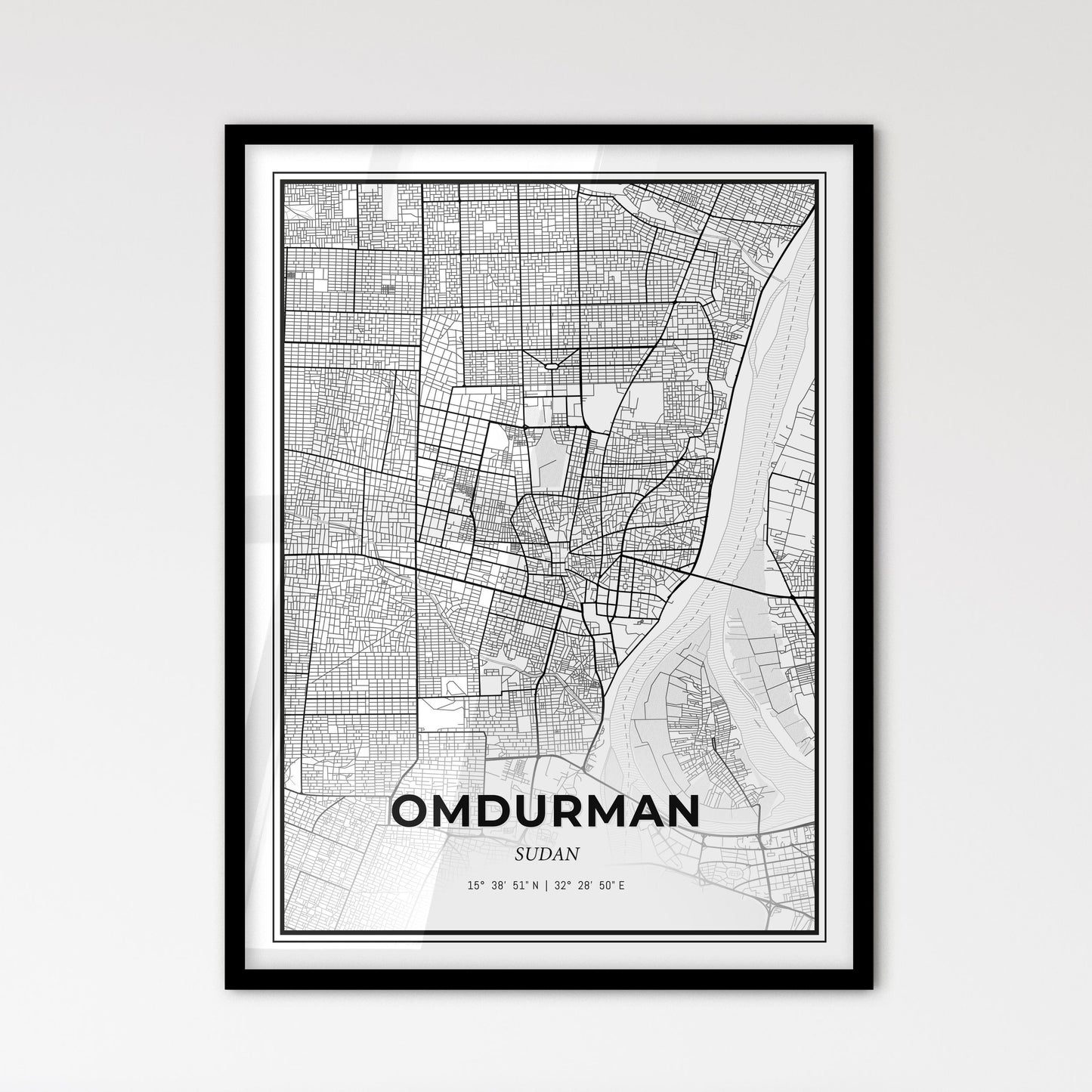 Omdurman Sudan - Scandinavian Style City Map for Modern Home Decor