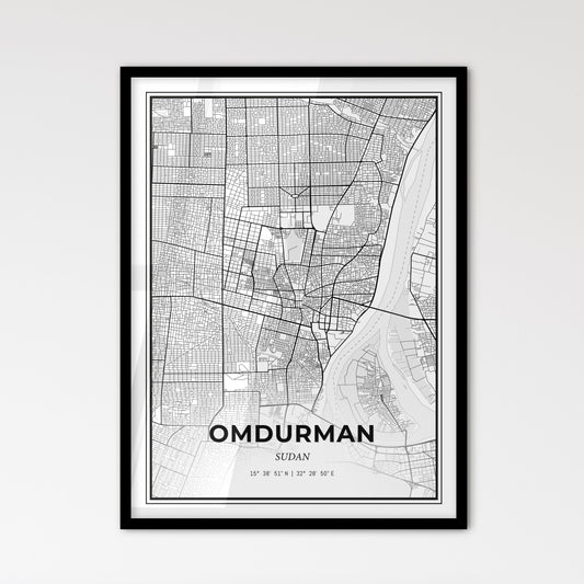 Omdurman Sudan - Scandinavian Style City Map for Modern Home Decor