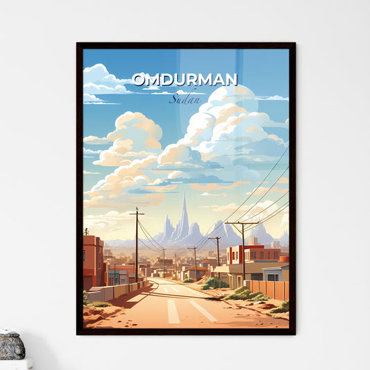 African City Art - Omdurman skyline painting with buildings, power lines and tower Default Title