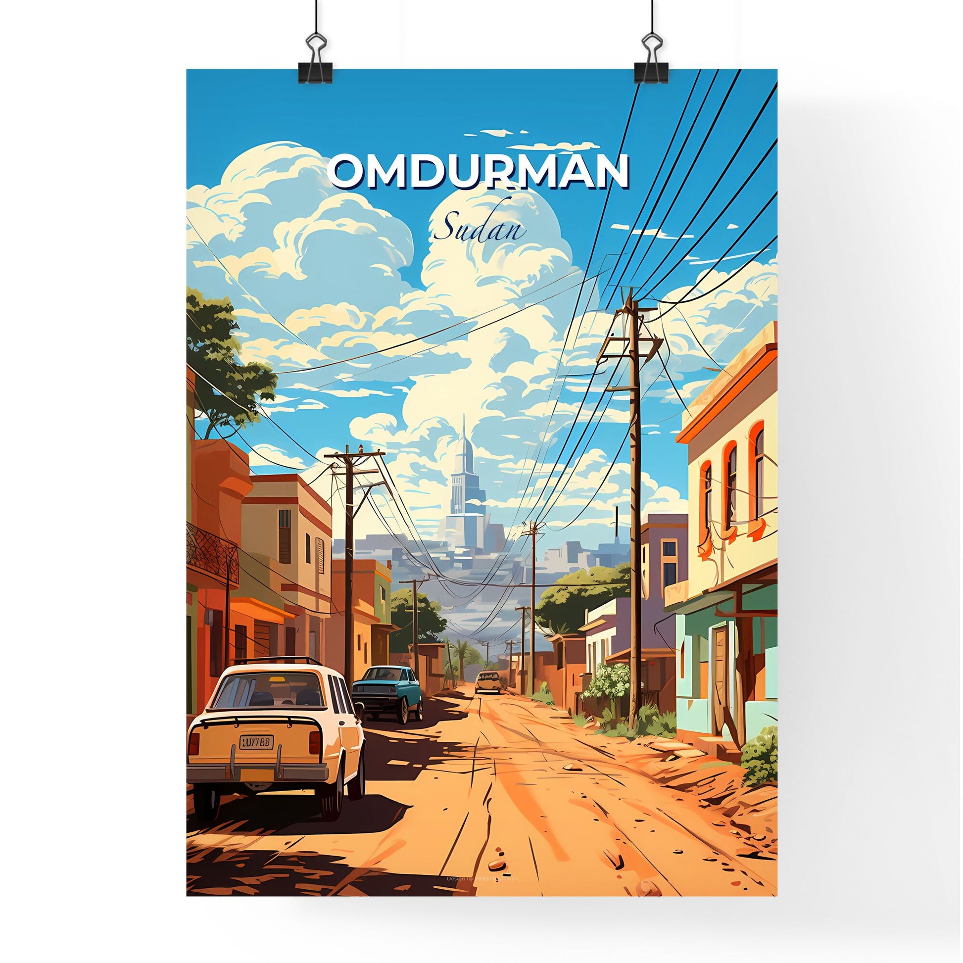 Omdurman Skyline Painting - Colorful Urban Art with Cars and Buildings Default Title