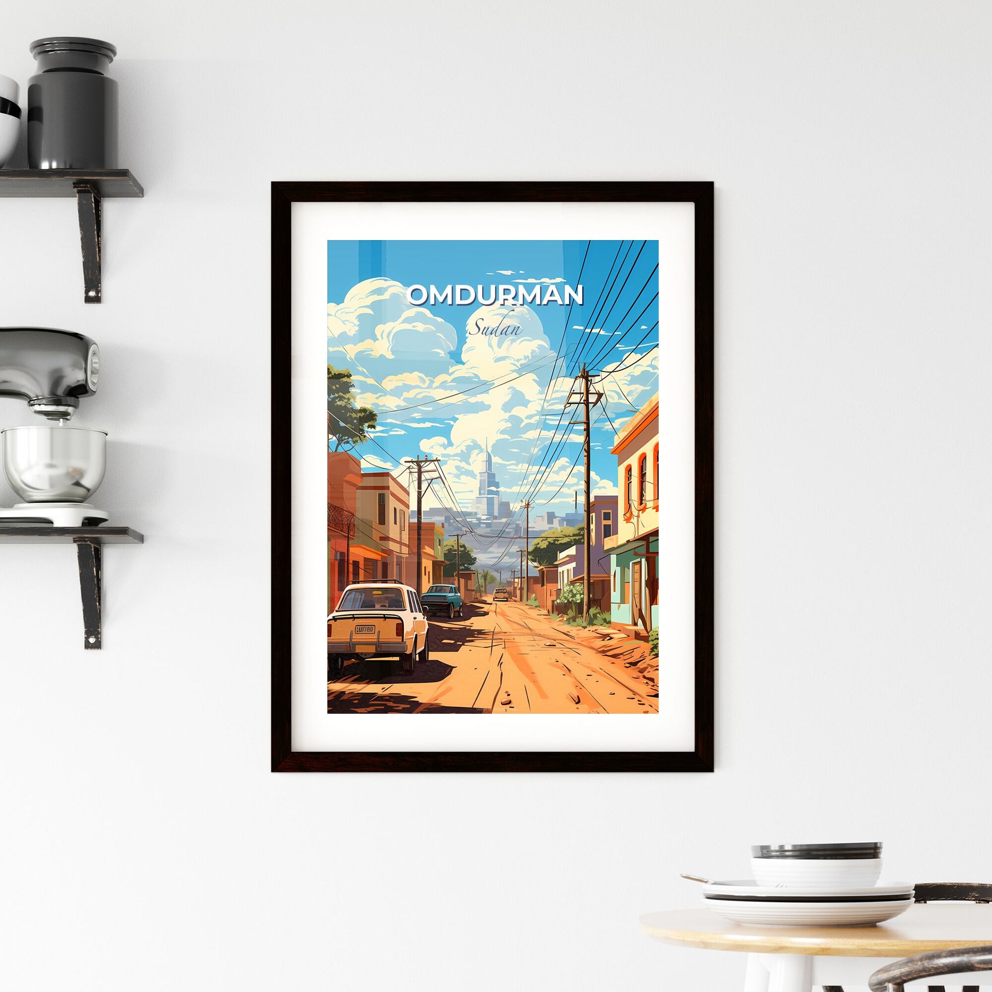 Omdurman Skyline Painting - Colorful Urban Art with Cars and Buildings Default Title