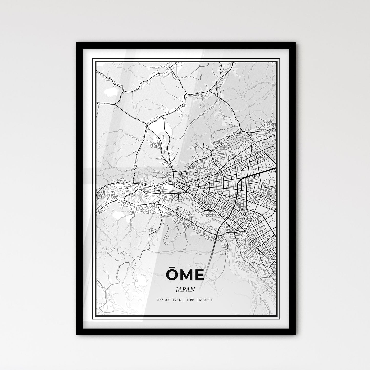 Ōme Japan - Scandinavian Style City Map for Modern Home Decor