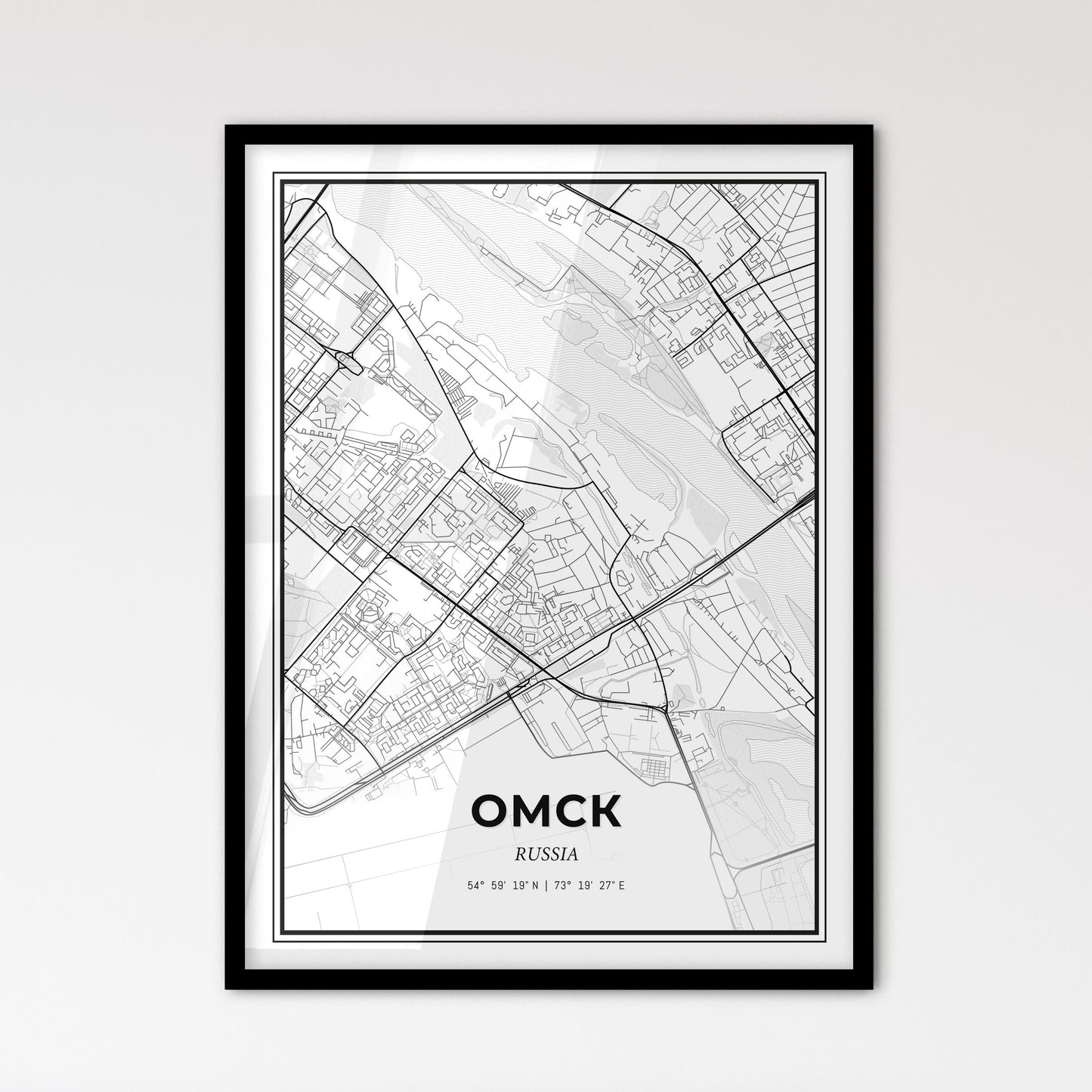 Omsk Russia - Scandinavian Style City Map for Modern Home Decor