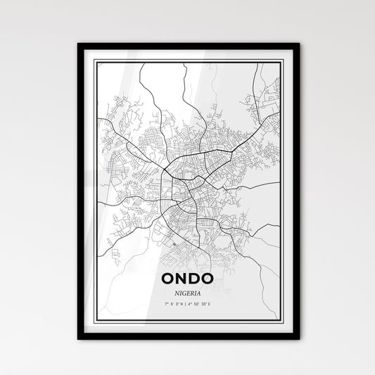 Ondo Nigeria - Scandinavian Style City Map for Modern Home Decor