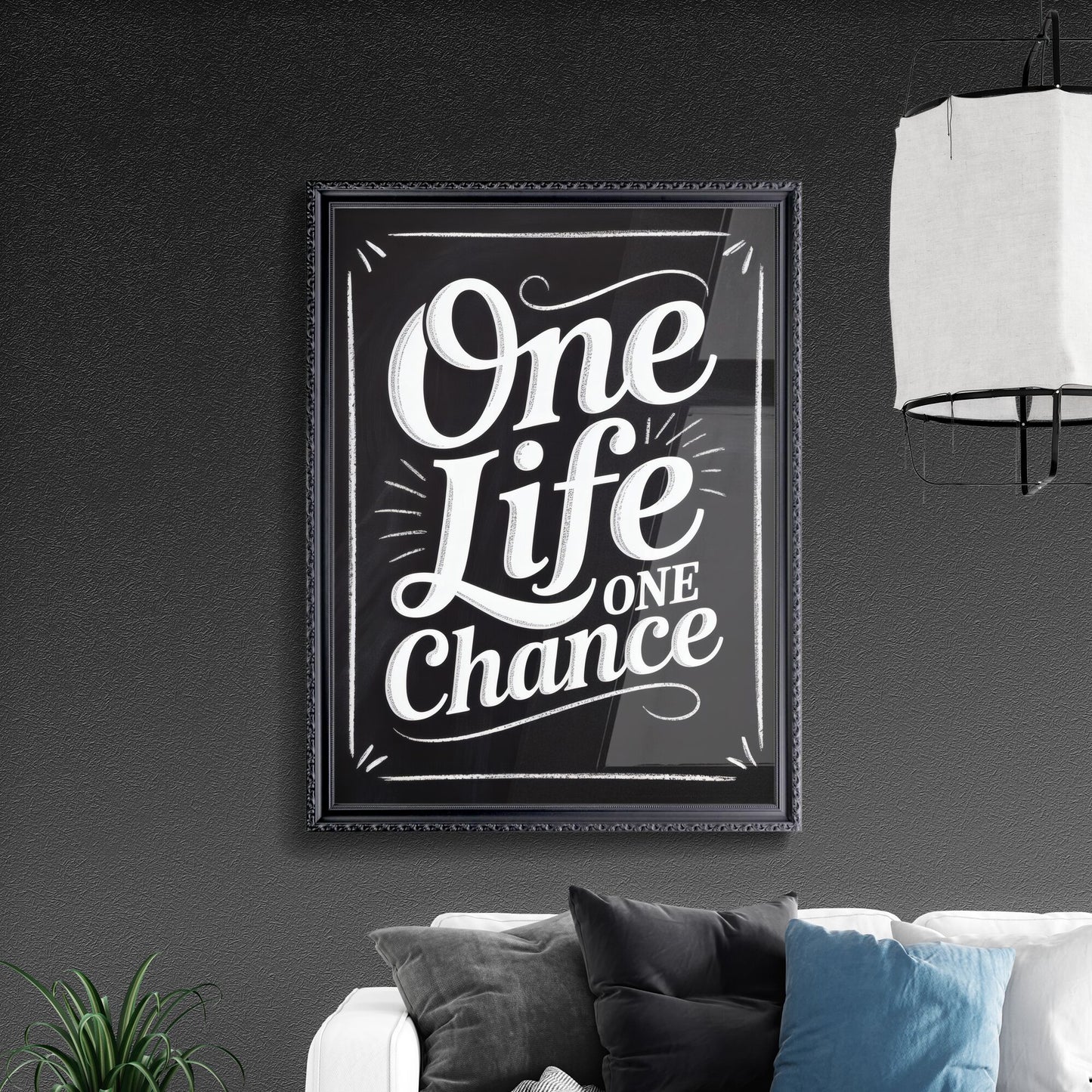 One Life, One Chance: Inspirational Quote on Chalkboard Background for Motivation and Encouragement.