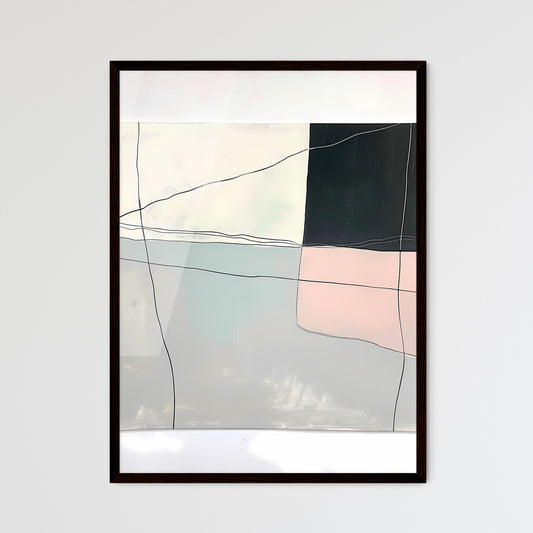 Artistic Minimalism: Refined Gouache Painting with Muted Hues, Line Art, and Abstract Geometry Framed Art