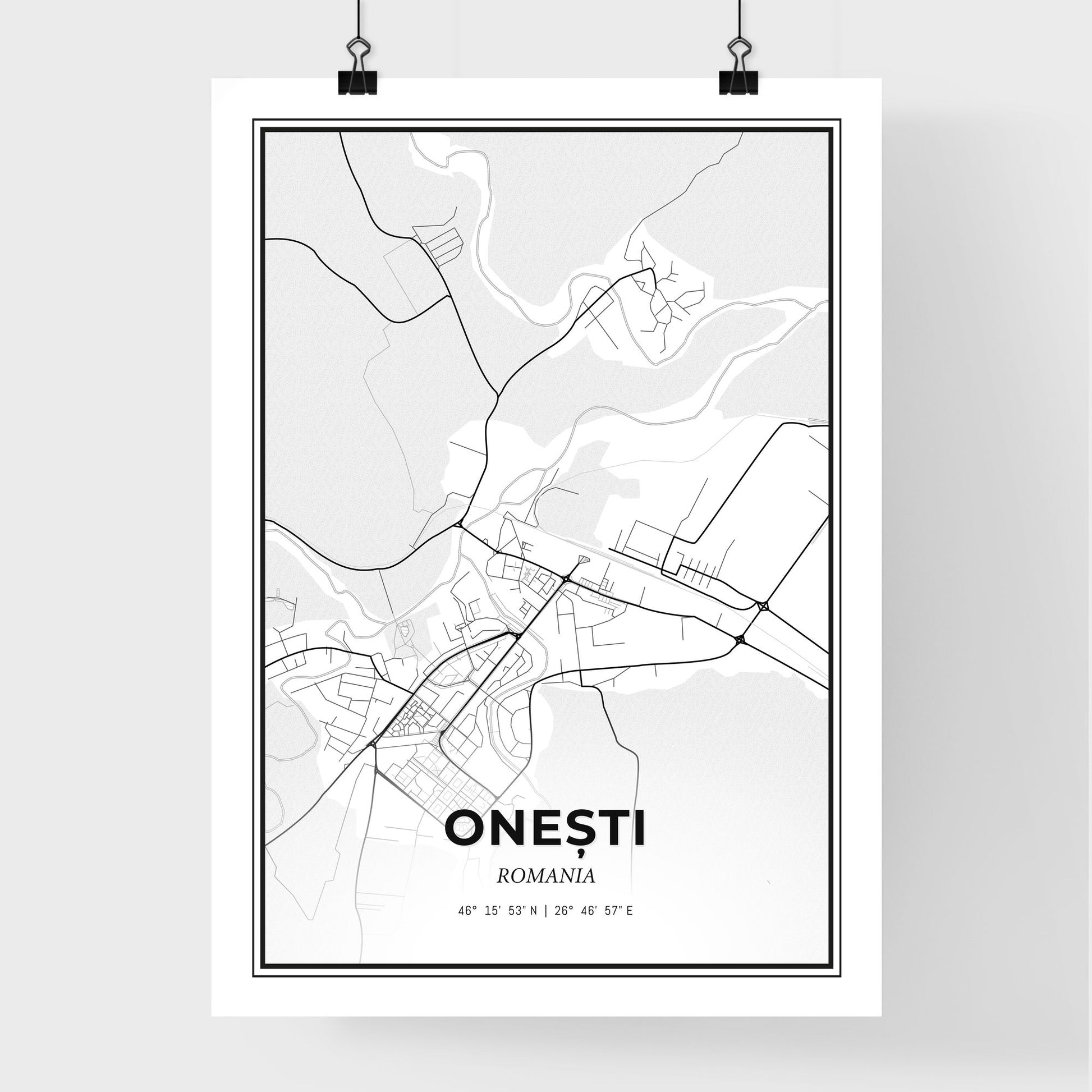 Onești Romania - Premium City Map Poster