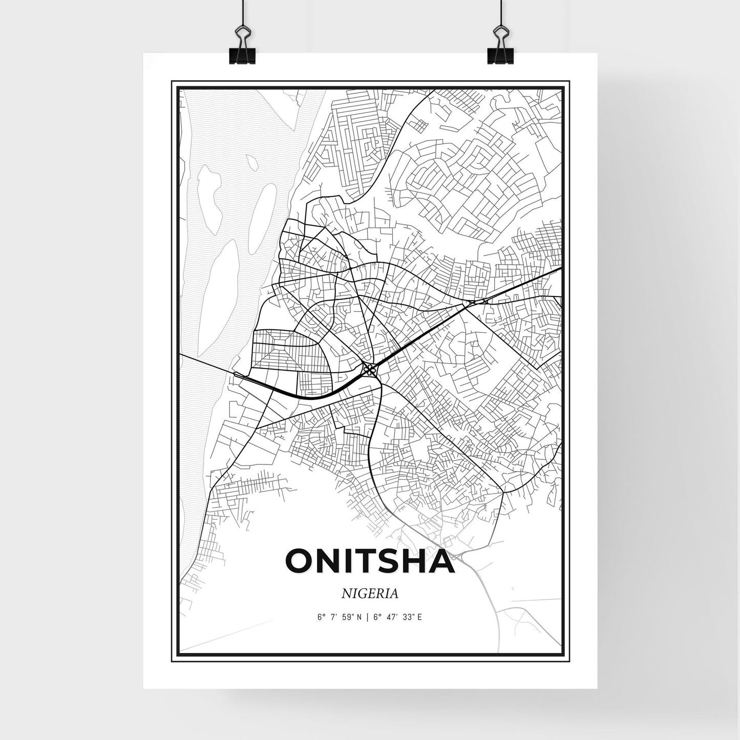 Onitsha Nigeria - Premium City Map Poster