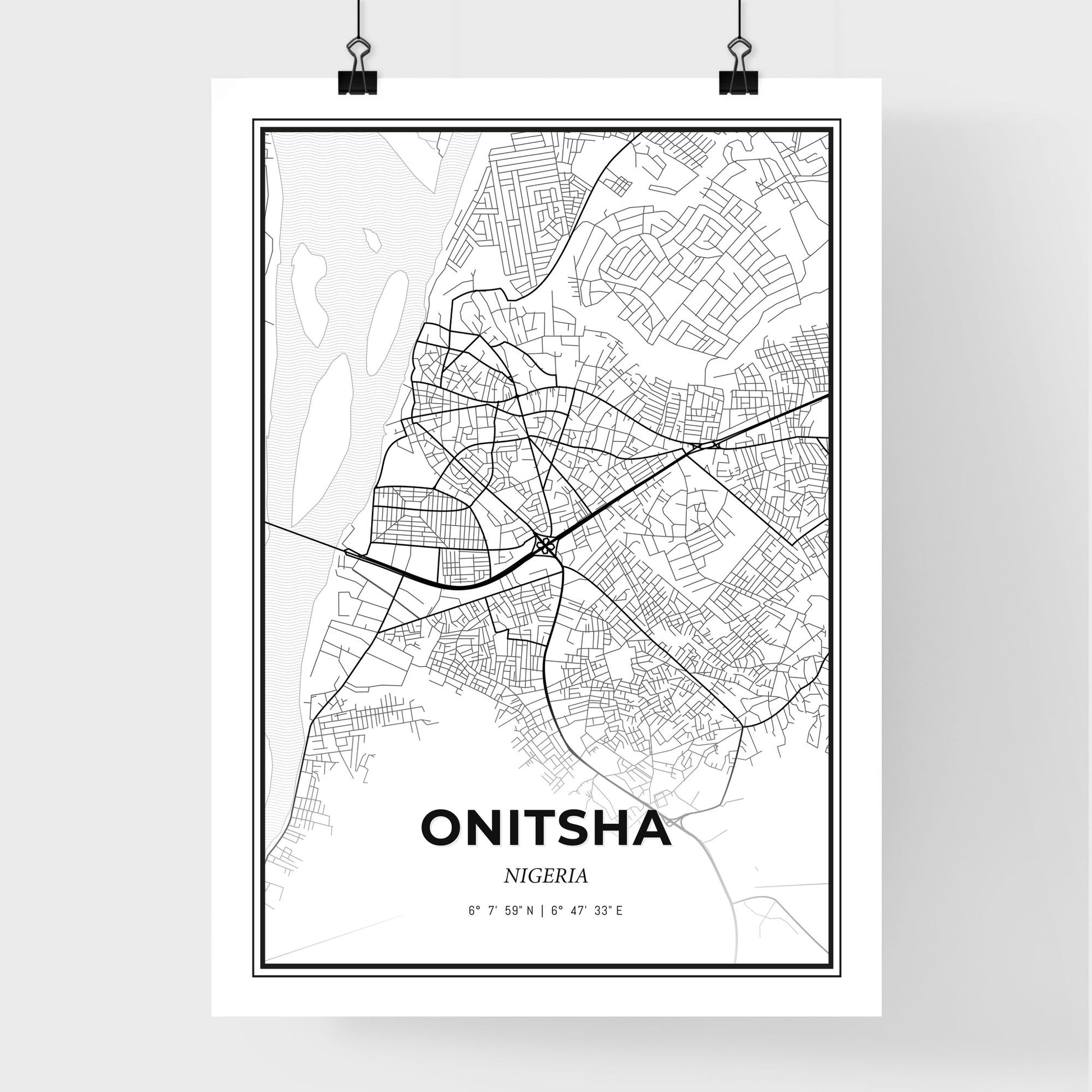 Onitsha Nigeria - Premium City Map Poster