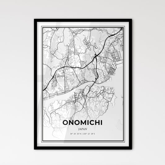 Onomichi Japan - Scandinavian Style City Map for Modern Home Decor