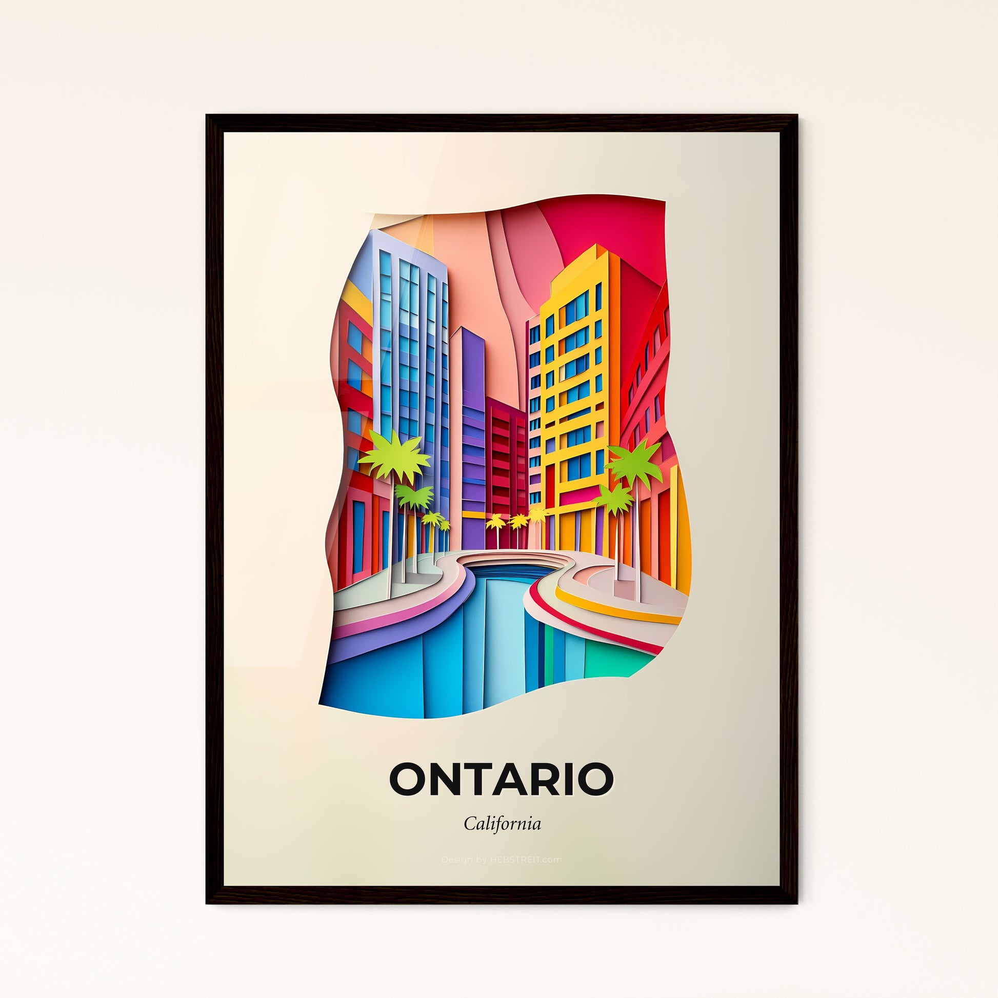 Vivid Ontario, California - a paper cut of a city with palm trees