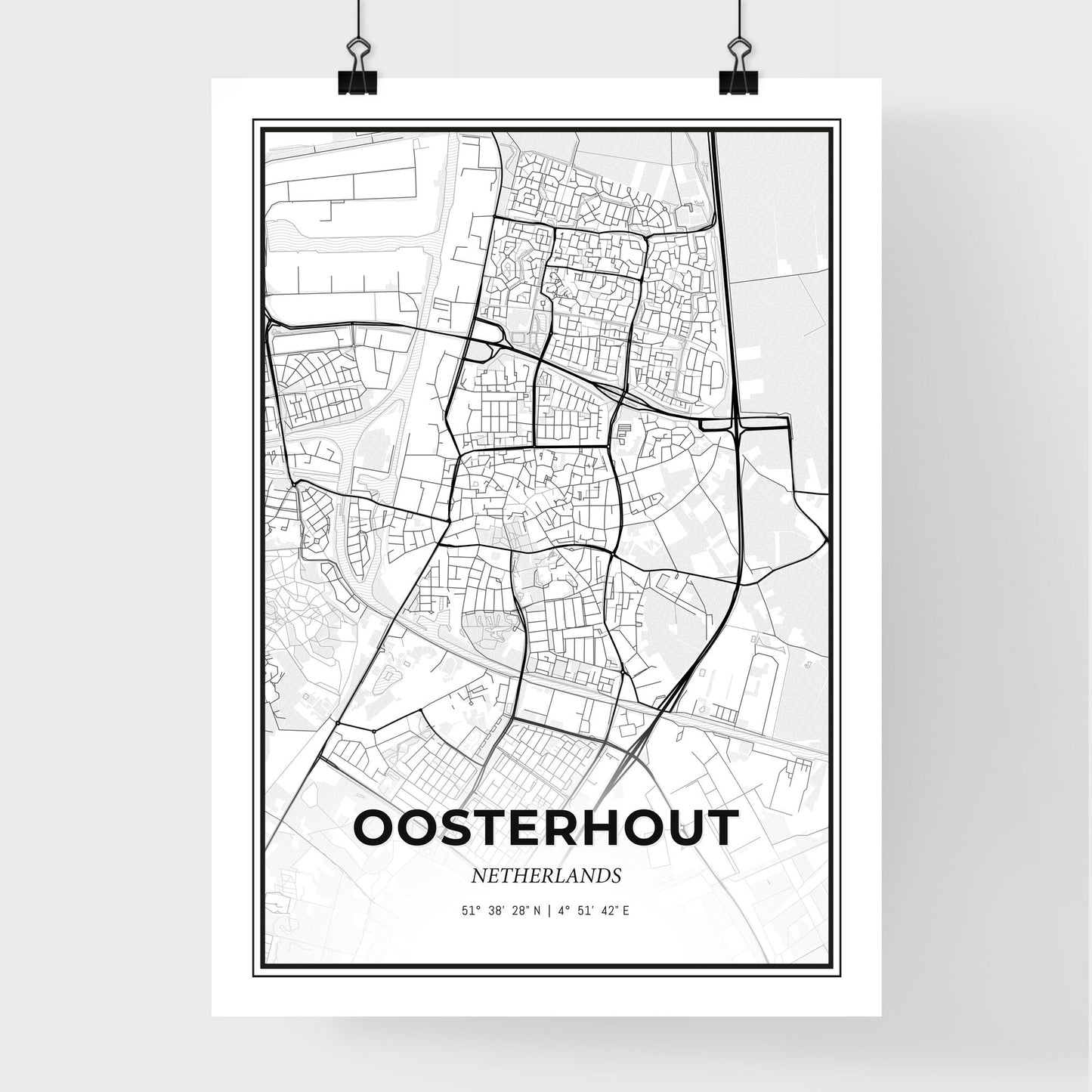  Oosterhout Netherlands - Premium City Map Poster