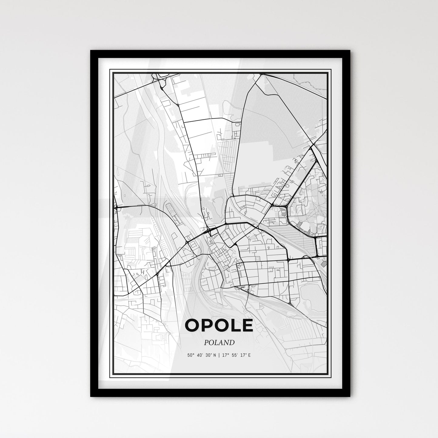 Opole Poland - Scandinavian Style City Map for Modern Home Decor