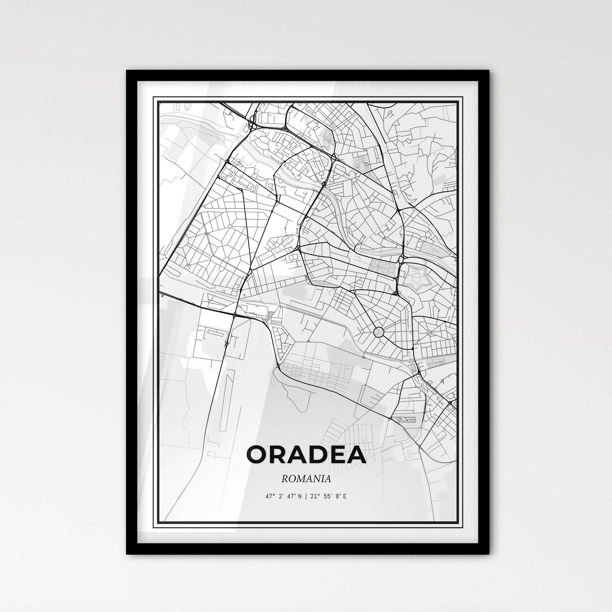 Oradea Romania - Scandinavian Style City Map for Modern Home Decor