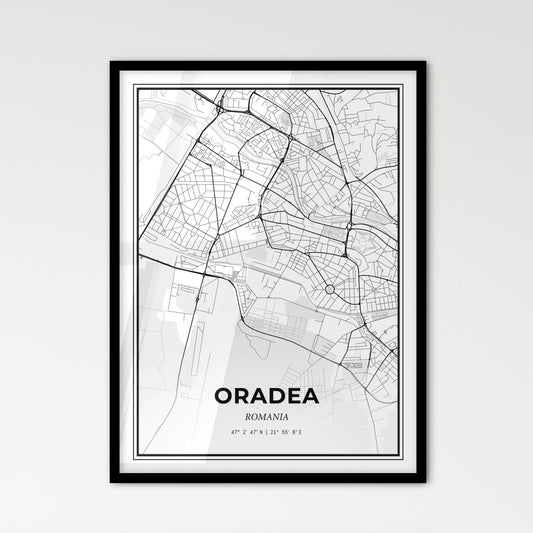 Oradea Romania - Scandinavian Style City Map for Modern Home Decor