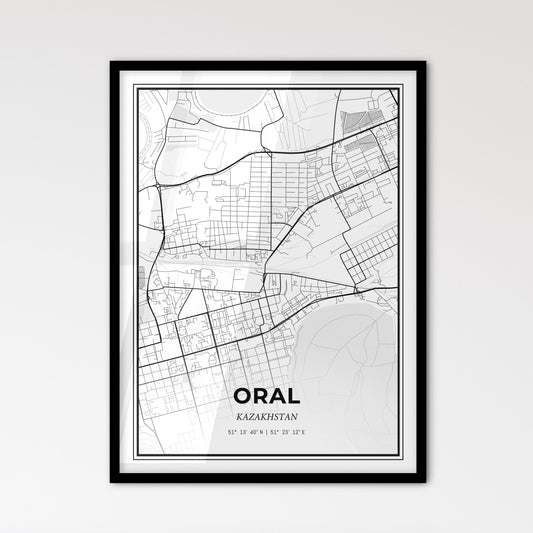 Oral Kazakhstan - Scandinavian Style City Map for Modern Home Decor