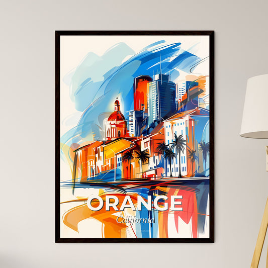 Vibrant Orange, California - A Colorful Cityscape With Buildings And Palm Trees