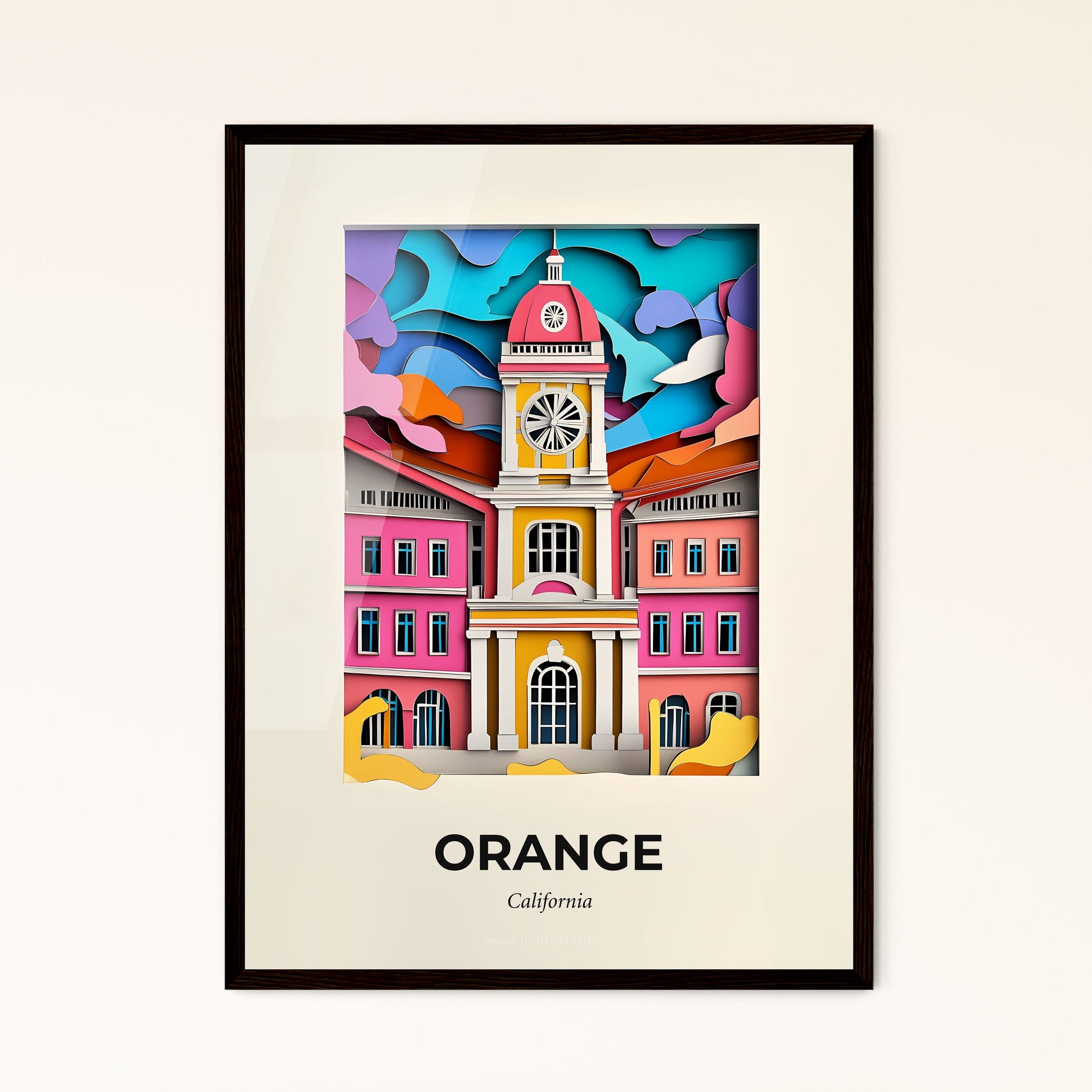 Vivid Orange, California - a building with a clock on it