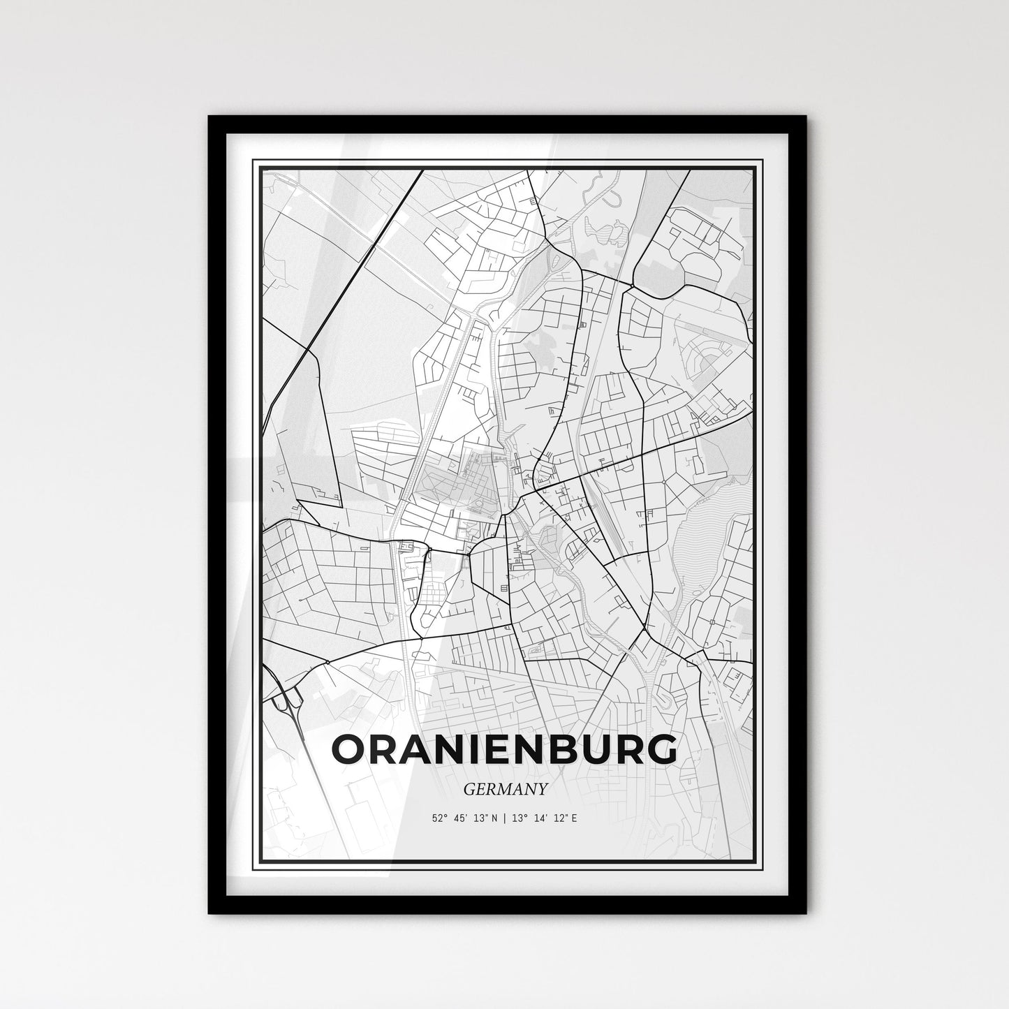 Oranienburg Germany - Scandinavian Style City Map for Modern Home Decor