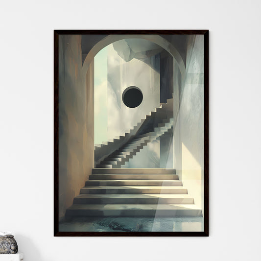 Vibrant and Minimalist Style Painting: A Staircase Leading to a Round Hole Default Title