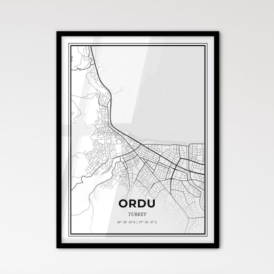 Ordu Turkey - Scandinavian Style City Map for Modern Home Decor