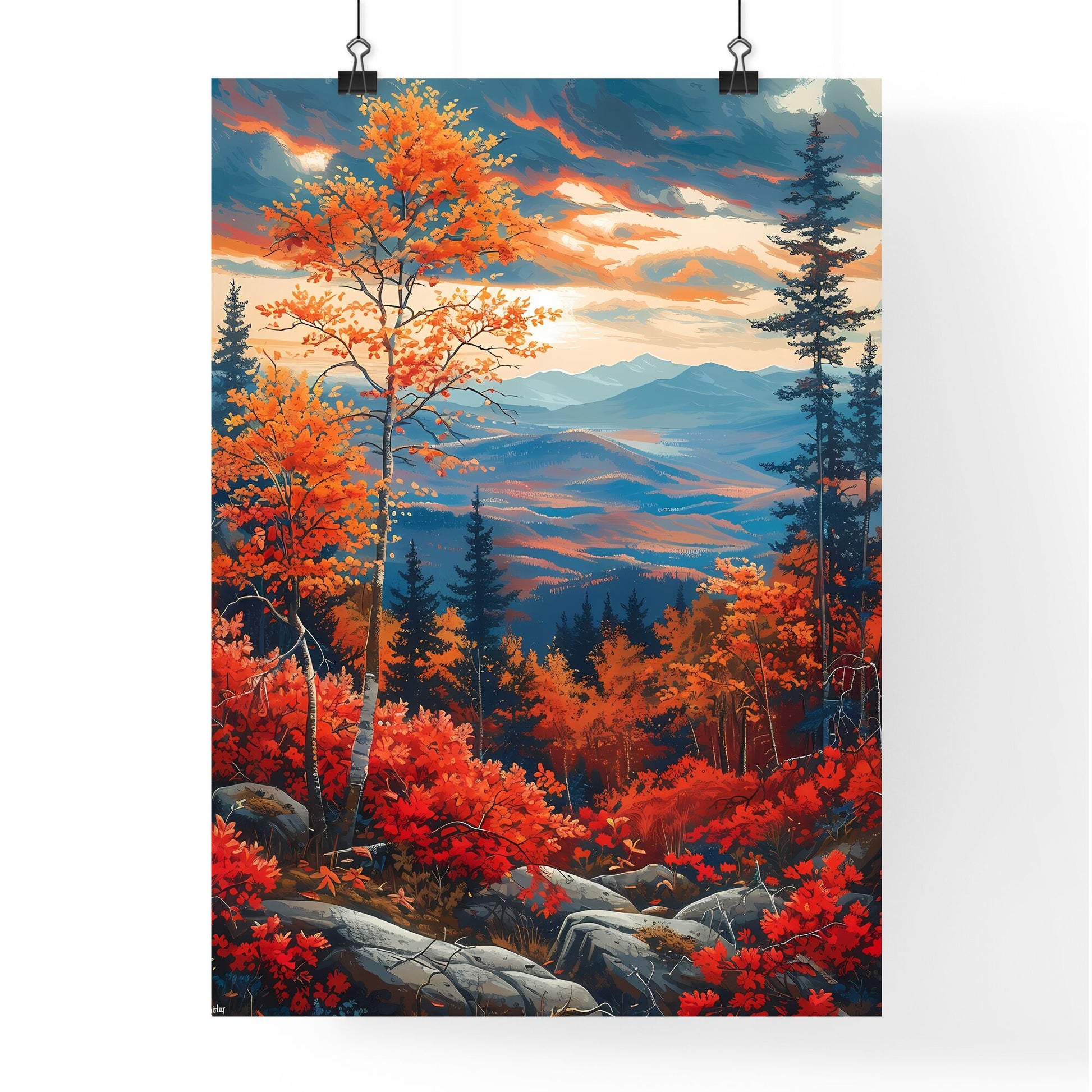 Vibrant Oregon Landscape Painting Depicting Majestic Mountains and Verdant Trees Default Title