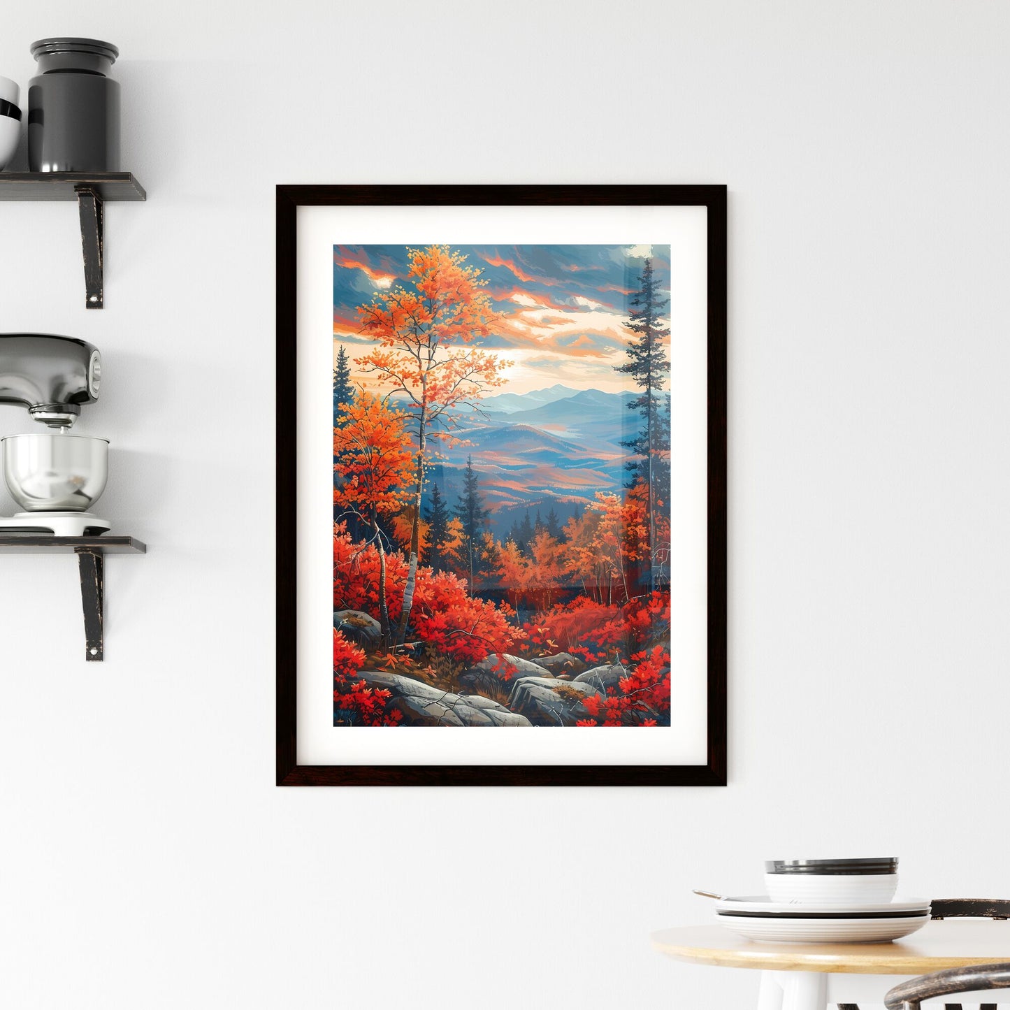 Vibrant Oregon Landscape Painting Depicting Majestic Mountains and Verdant Trees Default Title