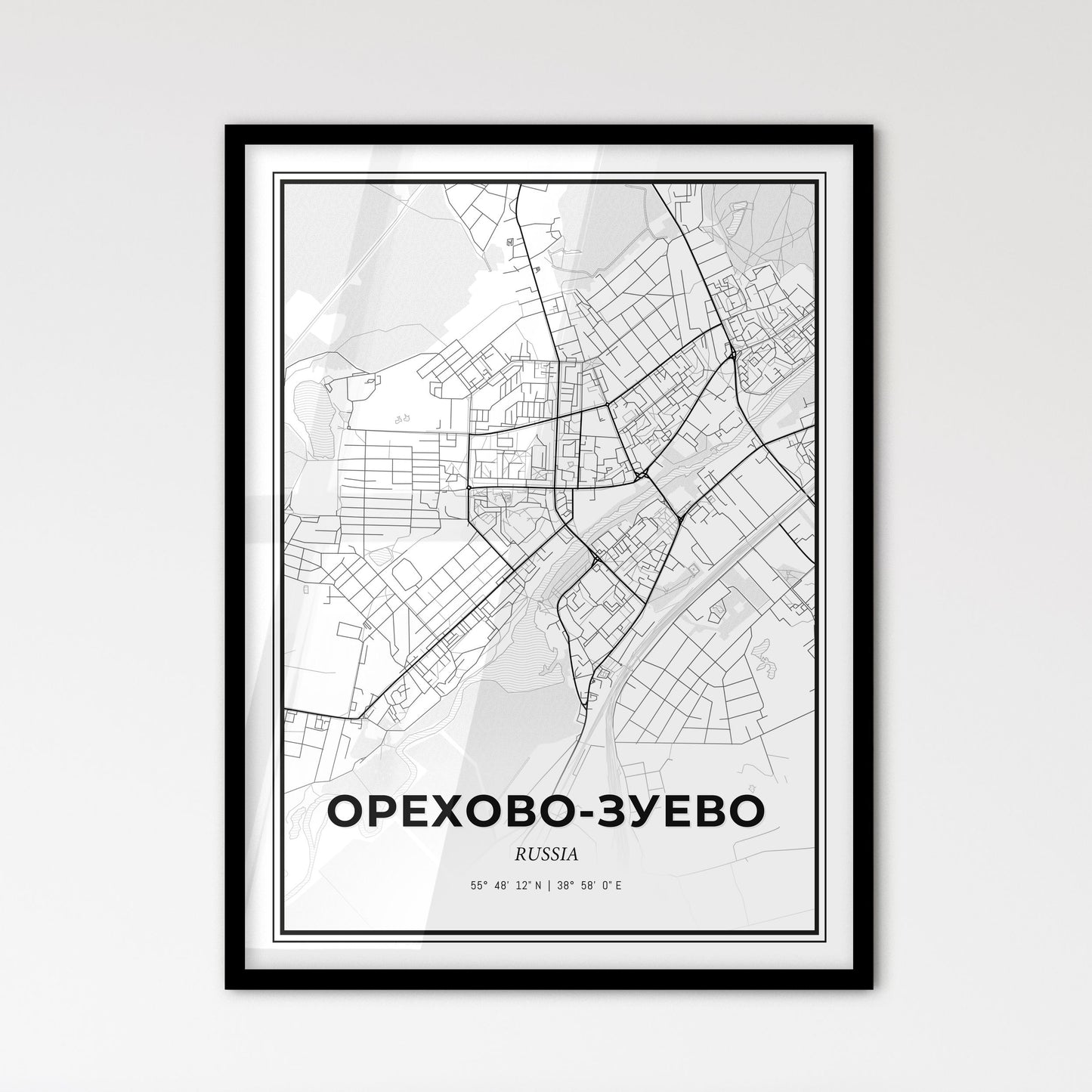 Orekhovo-Zuyevo Russia - Scandinavian Style City Map for Modern Home Decor