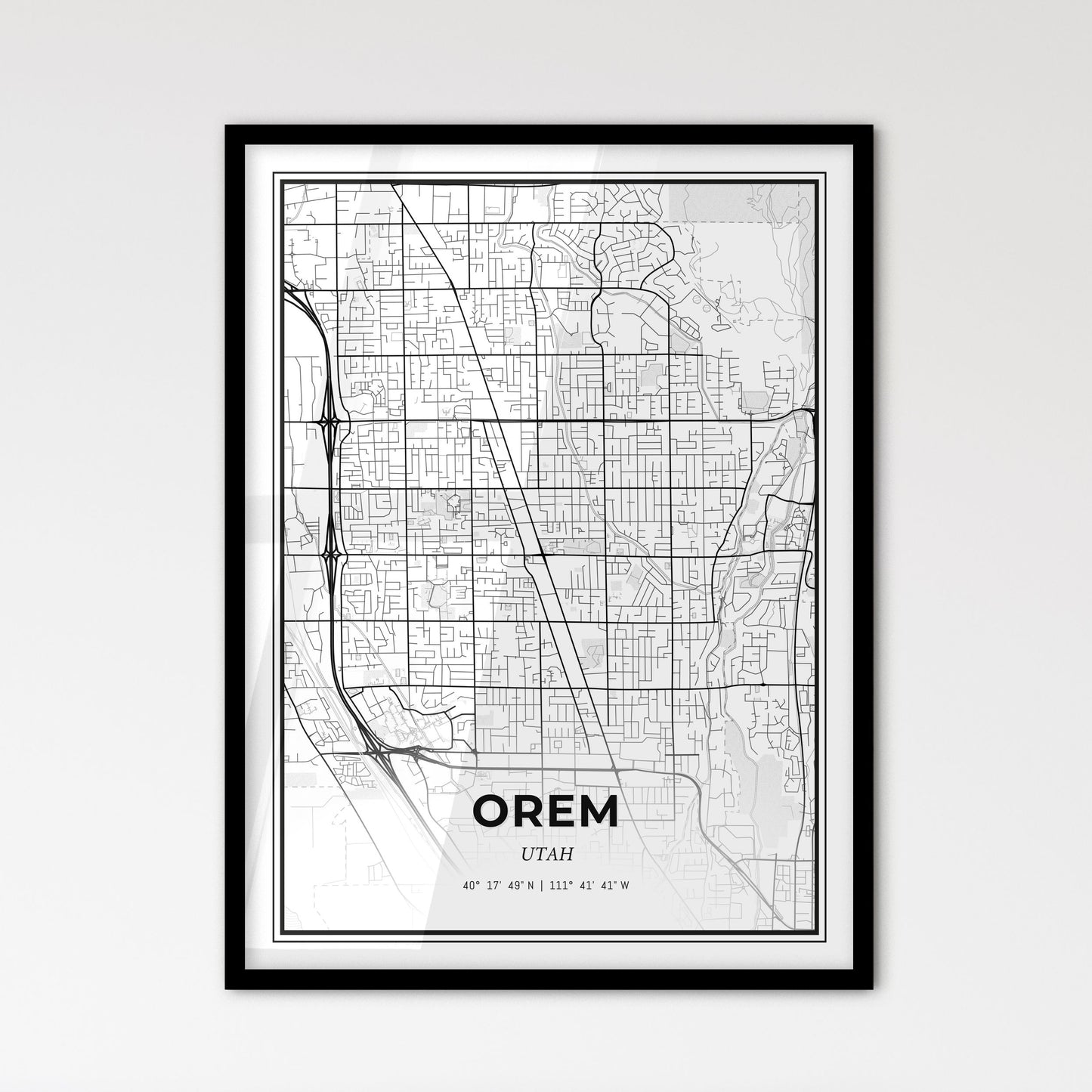 Orem Utah - Scandinavian Style City Map for Modern Home Decor