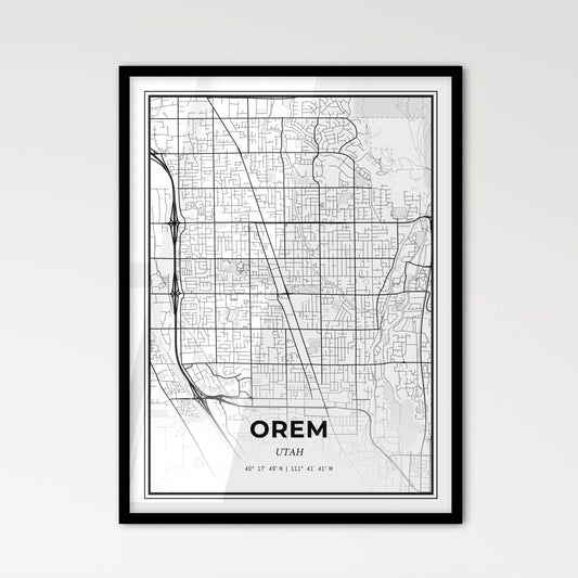 Orem Utah - Scandinavian Style City Map for Modern Home Decor