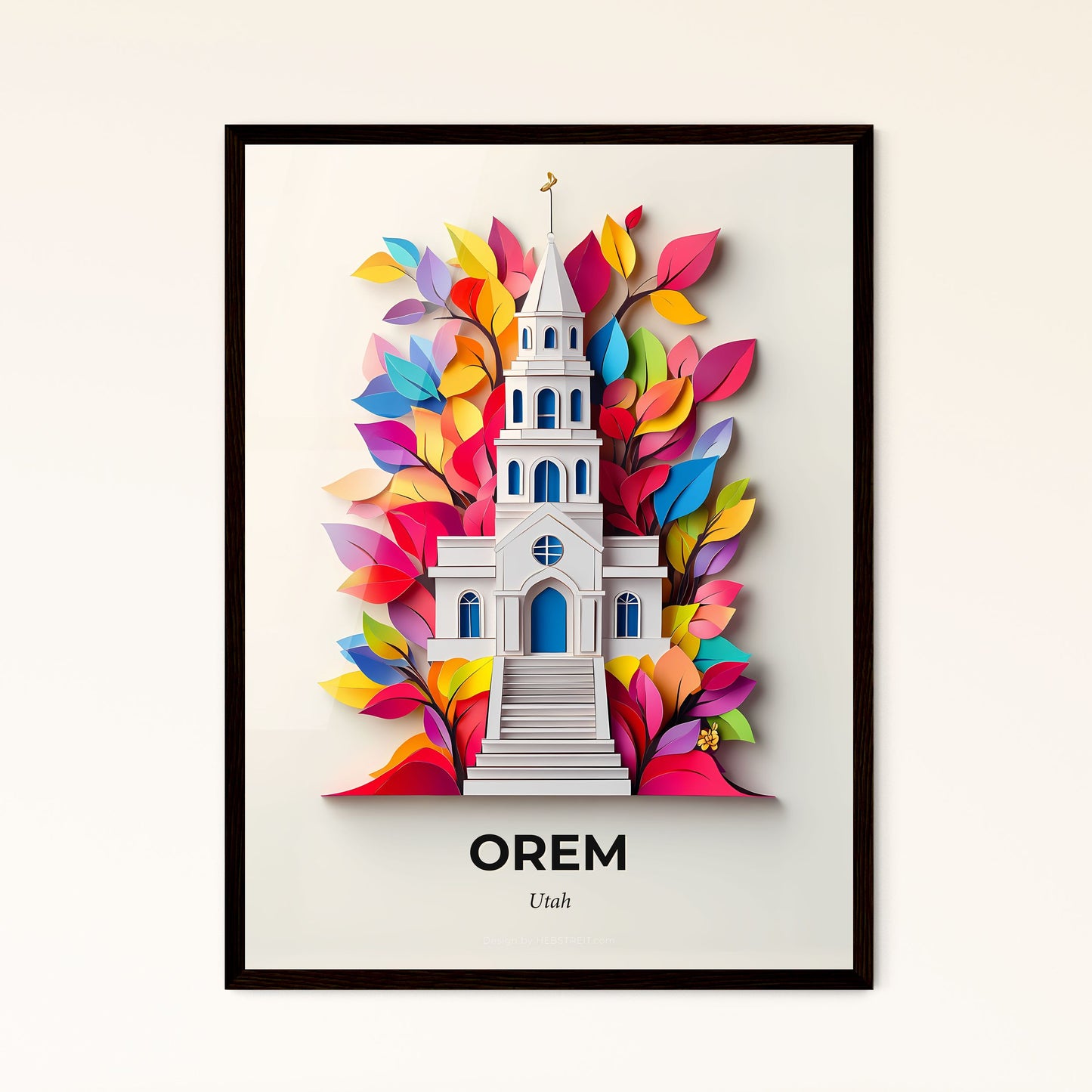 Vivid Orem, Utah - a church with a steeple surrounded by colorful leaves