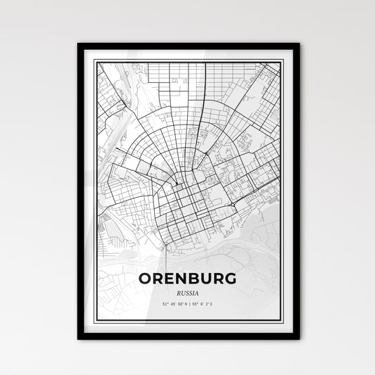 Orenburg Russia - Scandinavian Style City Map for Modern Home Decor