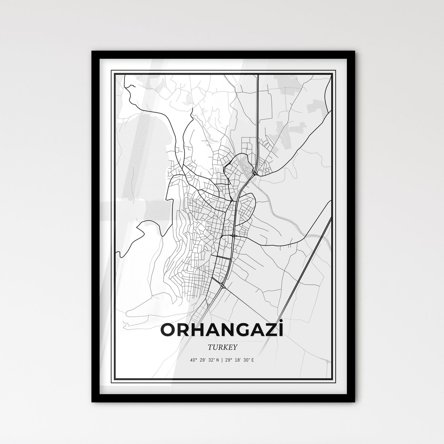 Orhangazi Turkey - Scandinavian Style City Map for Modern Home Decor