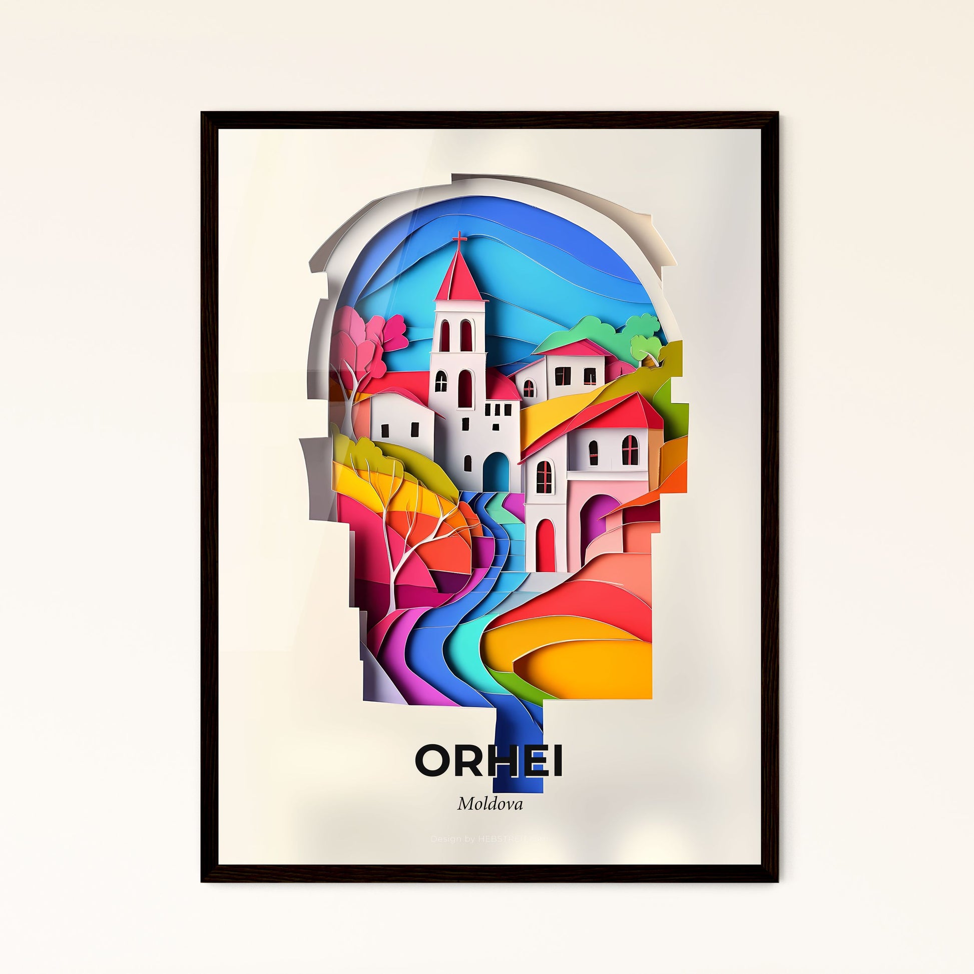 Vivid Orhei, Moldova - a paper cut of a church and a stream