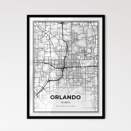 Orlando Florida - Scandinavian Style City Map for Modern Home Decor