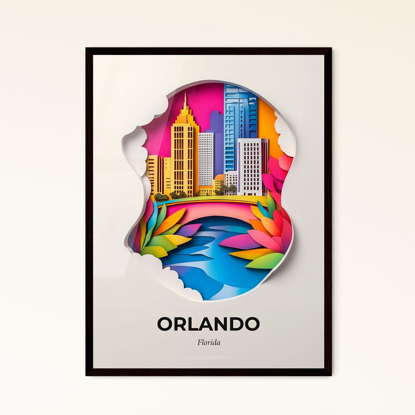 Vivid Orlando, Florida - a paper cut of a city with a river