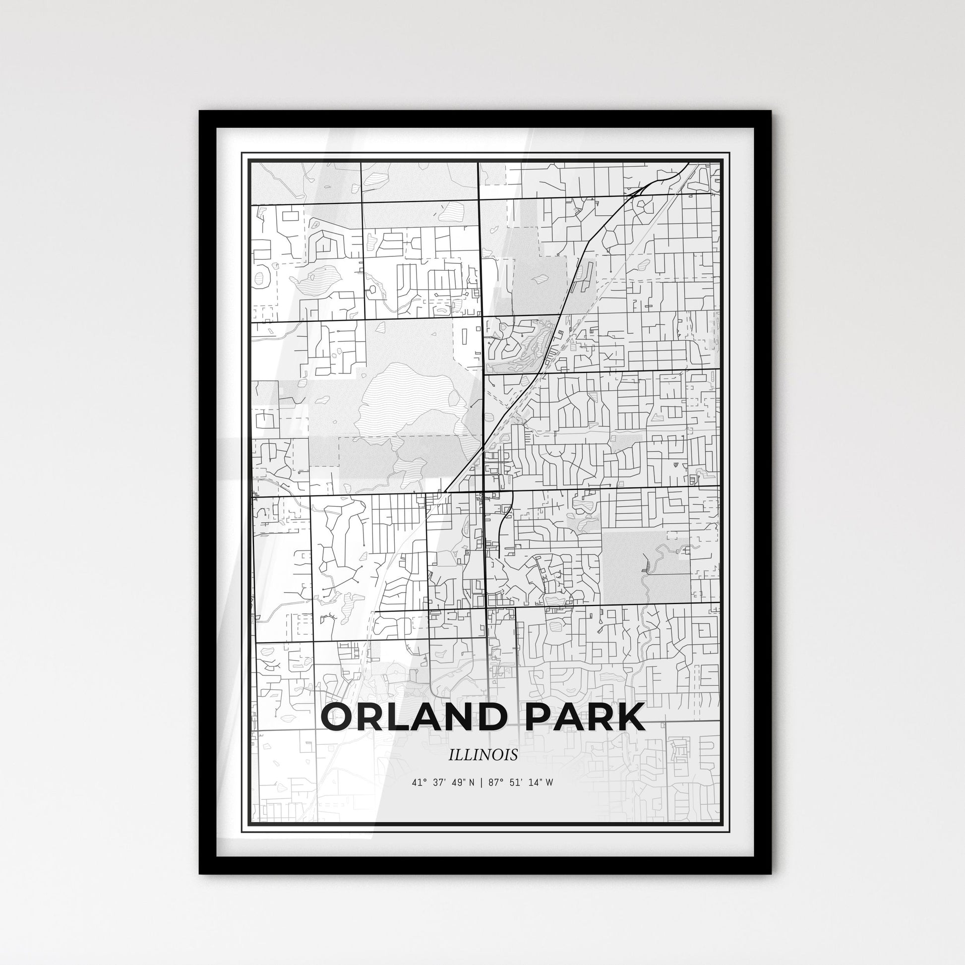 Orland Park Illinois - Scandinavian Style City Map for Modern Home Decor